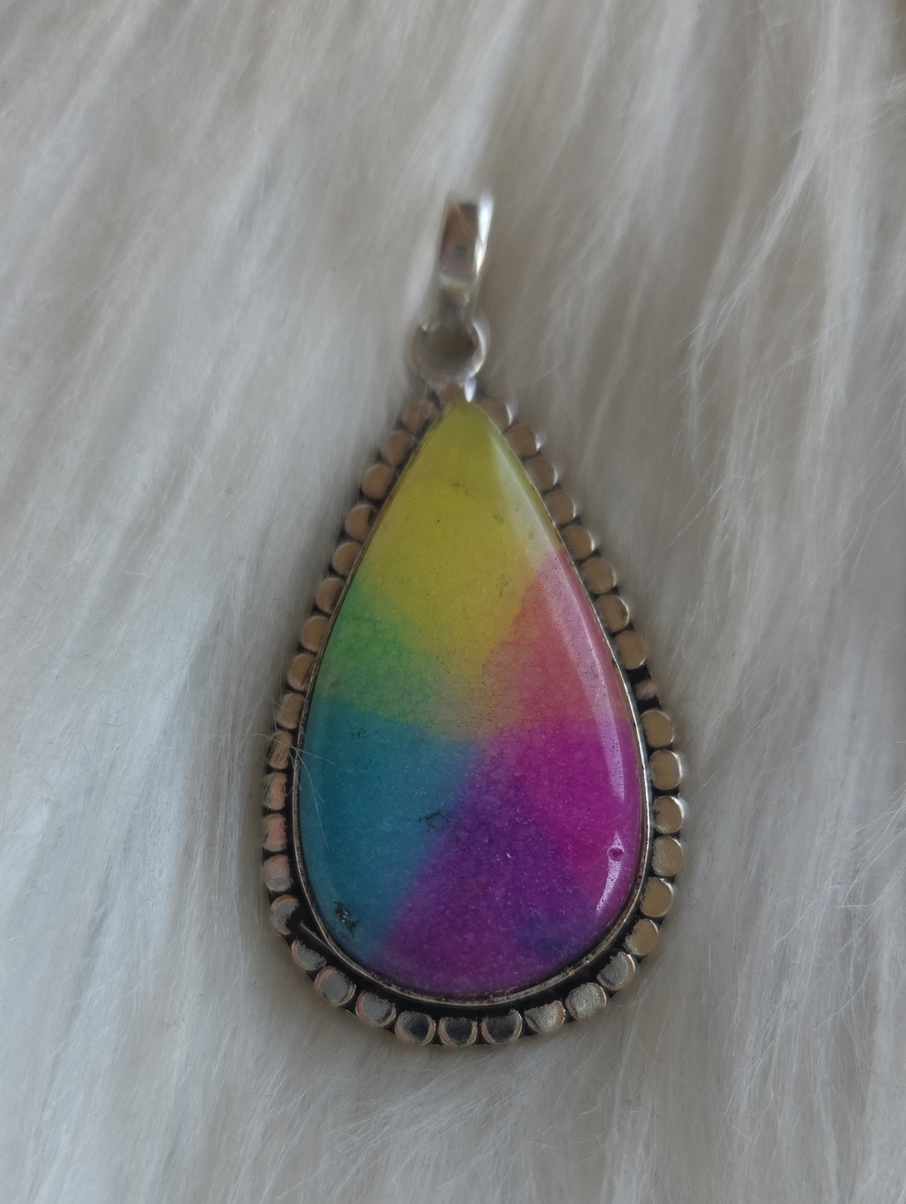 Rainbow Solar Quartz Silver Plated Gemstone Necklace Pendant